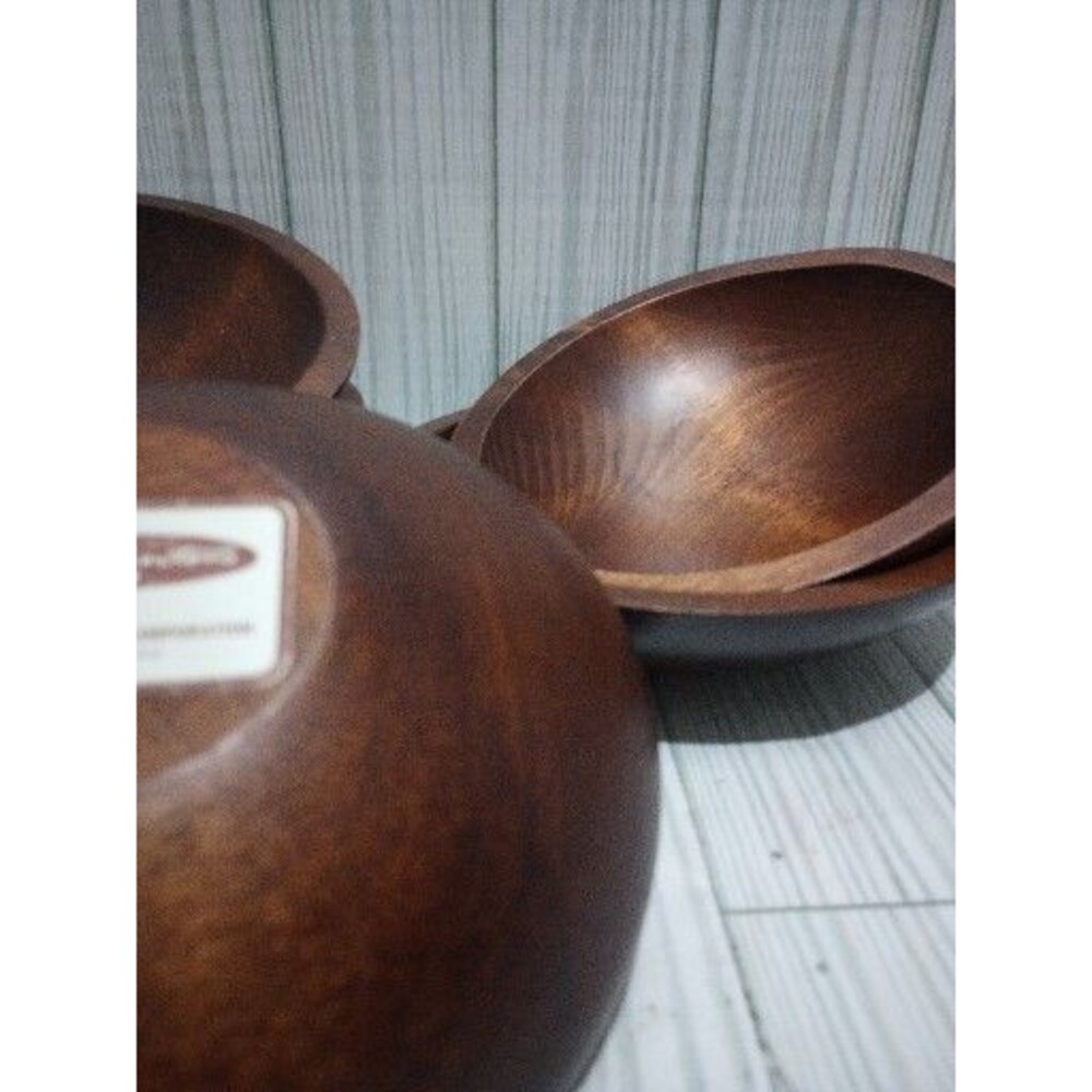 Mort N. Marton Vintage Wooden Salad Bowls Made In NY Hand Carved - Picture 2 of 5